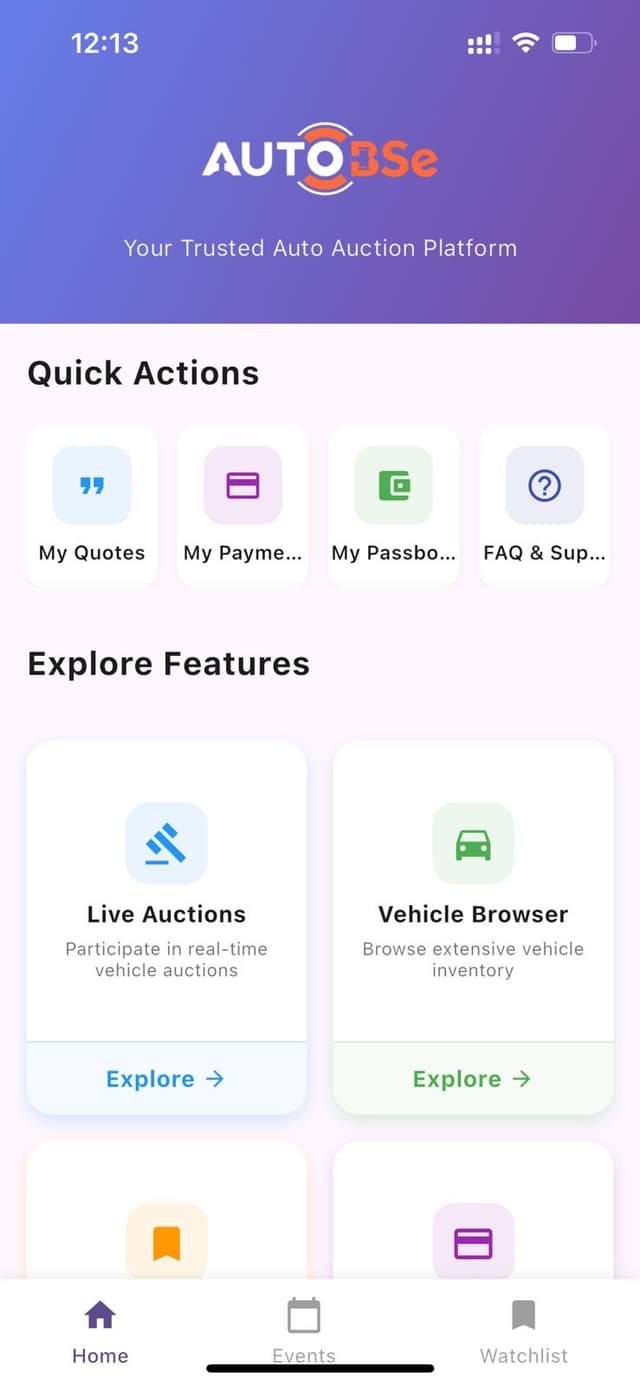 AutoBSE Mobile App Screenshot